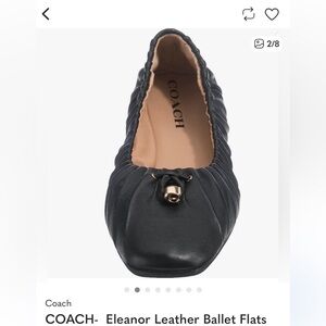 Coach Black Leather Ruched Ballet Flats